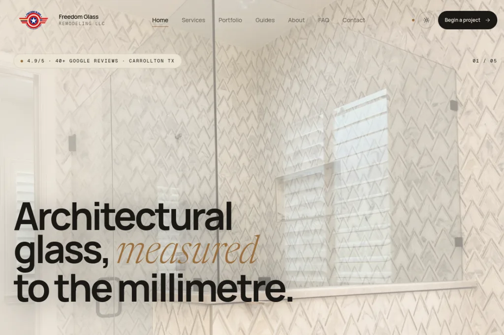 Captura del sitio web de Freedom Glass Remodeling